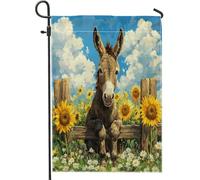 Drapeaux de jardin à motif d'âne printanier, 30,5 x 45,7 cm, double face pour décoration extérieure, clôture de tournesol, motif animal, drapeau de maison, drapeau amusant de ferme, petit drapeau de