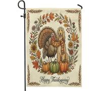 Drapeaux de jardin à motif de lévrier afghan pour l'automne, Thanksgiving, 30,5 x 45,7 cm, double face pour décoration extérieure, motif dinde d'automne vintage, drapeau de maison, petit drapeau de