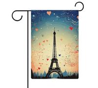 Drapeaux de jardin à motif de Paris 30,5 x 45,7 cm double face pour l'extérieur, drapeau de cour, drapeau floral de bienvenue, drapeaux de jardin, décorations saisonnières de cour