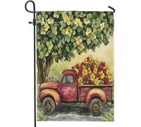 Drapeaux de jardin à motif de pensée printanière, 30,5 x 45,7 cm, double face pour extérieur, camion de campagne en toile de jute standard, drapeau de pelouse, drapeau floral vintage pour arrière-cour