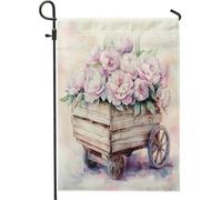 Drapeaux de jardin à motif de pivoine aquarelle printanière, 30,5 x 45,7 cm, double face pour décoration extérieure, fleurs de ferme, cour, petits drapeaux de maison, drapeaux de maison en toile de