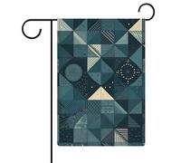 Drapeaux de jardin à motif géométrique bleu 30,5 x 45,7 cm, drapeau extérieur double face, drapeau de cour d'été, drapeau floral de bienvenue, drapeaux de jardin saisonniers, décorations de vacances