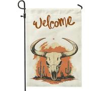 Drapeaux de jardin à motif tête de mort de vache occidentale, 30,5 x 45,7 cm, double face pour décoration extérieure, cactus du sud-ouest, drapeau de maison en toile pour jardin, petit drapeau de