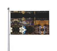 Drapeaux de jardin à motif vue nocturne de Las Vegas, drapeaux décoratifs double face, adaptés pour les pelouses, balcons, porches, etc.