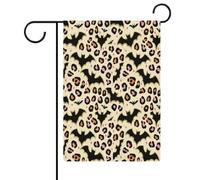 Drapeaux de jardin à paillettes pour Halloween, motif léopard et chauve-souris, double face, pour décoration extérieure, 32 x 47 cm