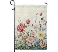 Drapeaux de jardin à pivoines colorées de printemps 30,5 x 45,7 cm double face pour décoration extérieure, fleur sauvage, avant cour, drapeau de maison, drapeau floral cool pour l'extérieur
