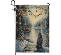 Drapeaux de jardin à poils courts britanniques de Noël 30,5 x 45,7 cm double face pour l'extérieur, scène enneigée de Noël, petite cour, drapeaux de maison en toile de jute pour animaux de compagnie