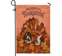 Drapeaux de jardin à poils courts pour l'automne, Thanksgiving, 30,5 x 45,7 cm, double face pour l'extérieur, drapeau de maison vertical standard en toile de Turquie, drapeaux de maison, de vacances