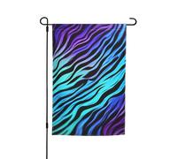 Drapeaux de jardin à rayures zébrées violets, bleus et verts - 30,5 x 45,7 cm - Double face - Drapeau de jardin saisonnier avec œillets - Drapeau d'extérieur pour décoration de maison - Toile de fond