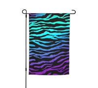Drapeaux de jardin à rayures zébrées violets, bleus et verts pour l'extérieur - Drapeau de jardin printanier, ravissant drapeau de cour, petits drapeaux de jardin, double face 30,5 x 45,7 cm