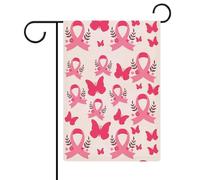 Drapeaux de jardin à ruban rose pour la sensibilisation aux survivants du cancer du sein, drapeaux double face pour les fêtes, décoration extérieure, 32 x 47 cm
