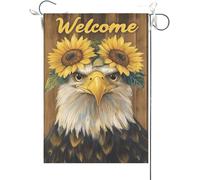 Drapeaux De Jardin À Tête Blanche Portant Un Tournesol Sur La Tête, Planches De Bois Drapeau Fierté Imperméabiliser Bannières Extérieure Couleurs Vives Bannière Jardins Pour 30X45CM