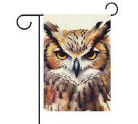 Drapeaux de jardin à tête de hibou aquarelle - 30,5 x 45,7 cm - Double face - Drapeau extérieur d'été - Drapeau floral de bienvenue - Décorations de jardin saisonnières pour cour