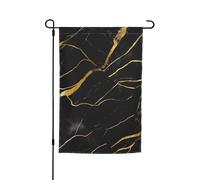 Drapeaux de jardin à texture marbre noir et doré pour extérieur - 30,5 x 45,7 cm - Drapeau de jardin saisonnier double face avec œillets - Drapeau d'extérieur pour décoration de maison, toile de fond