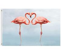 Drapeaux De Jardin A Tropical Couple Of Summer Flamingo With A Love Valentines Day Heart Shape Pelouse Drapeaux Résiste Aux Intempéries Treer Drapeau Pour Jardinage Patio Ferme 90X150 CM