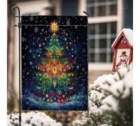 Drapeaux de jardin abstraits pour sapin de Noël - 30,5 x 45,7 cm - Double face pour décoration extérieure - Motif d'arbre de Noël psychédélique magique - Drapeau de maison, Nouvel An, vacances en