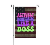 Drapeaux De Jardin Actively Monitoring Like A Boss Toutes Les Saisons Garden Flag Coupe-Vent Et Étancheune Drapeau Extérieur Pour Ferme Jardinage S