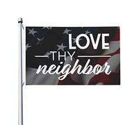 Drapeaux De Jardin Aime Ton Prochain Drapeau Fierté Imperméabiliser Drapeaus Décoratif Decoration Bannières Extérieure Pour Fête Festivals Défilé 90X152CM