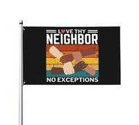 Drapeaux De Jardin Aime Ton Prochain Sans Exception. Sois Le Meilleur Voisin. Actif. Drapeaux Décoratifs D'Extérieur Résistant Bannière De Jardin Pour Défilé Cour Décoration 90X150 CM
