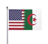 Drapeaux De Jardin Algérie États-Unis Amérique Bannières Extérieure Imperméabiliser Bannière Jardins Decoration Drapeaus Décoratif Pour Fête Balcon Défilé 90X152CM