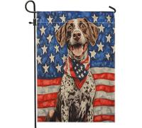 Drapeaux de jardin allemands à poils courts du 4 juillet - 30,5 x 45,7 cm - Double face pour décoration extérieure - Drapeau de maison en toile pour animal domestique - Petit drapeau de pelouse
