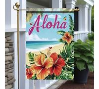 Drapeaux De Jardin Alohan Tropical Hawaiian Hibiscus Beach Paradise Résiste Aux Intempéries Bannière Extérieure Décorations Treer Drapeau Pour Balcon Fête Célébrations M
