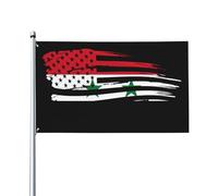 Drapeaux De Jardin America And Syria Drapeau Fierté Durable Drapeaus Décoratif Résistant Bannières Extérieure Pour Fête Balcon Défilé 90X152CM