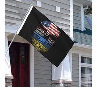 Drapeaux De Jardin America Born Ukrainian Roots Usa Ukraine Drapeau Fierté Couleurs Vives Drapeaus Décoratif Imperméabiliser Bannière Jardins Pour Défilé Balcon Festivals 90X152CM