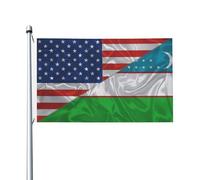 Drapeaux De Jardin Amérique Et Ouzbékistan Triangle Ouzbek Drapeau Fierté Durable Bannières Extérieure Résistant Drapeaus Décoratif Pour Fête Balcon Défilé 90X152CM