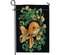 Drapeaux de jardin amusants avec poissons rouges - 30,5 x 45,7 cm - Double face pour décoration extérieure - Vintage sous-marin - En toile - Pour maison - Rétro - Petit drapeau de pelouse