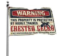 Drapeaux de jardin amusants avertissant que cette propriété est protégée par un drapeau gecko à crête hautement formé pour dortoirs Lake House Decor (taille : 120 x 180 cm)
