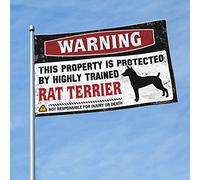 Drapeaux de jardin amusants avertissant que cette propriété est protégée par un drapeau rat terrier hautement qualifié pour dortoirs décoration de maison de lac (taille : 152 x 244 cm)