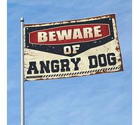 Drapeaux de jardin amusants « Beware of Angry Dog » - Pour décoration de bière - Pour garçons - 60 x 90 cm