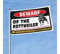 Drapeaux de jardin amusants « Beware of Rottweiler » - Drapeau de jardin - Décoration de bureau d'automne pour homme (60 x 90 cm)