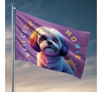 Drapeaux de jardin amusants, chiots colorés : une merveille moustachée, affiches pour dortoir universitaire, drapeau de bienvenue de jardin (60 x 90 cm)