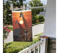 Drapeaux de jardin amusants de 6,1 x 0,9 m pour l'extérieur - Bannière amusante de girafe au coucher du soleil - Drapeau de jardin imprimé double face - Bannières de bienvenue pour la maison, la