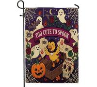 Drapeaux de jardin amusants en forme de canard pour Halloween, 30,5 x 45,7 cm, double face pour décoration extérieure, motif cercueil effrayant, fantôme gothique, drapeau de maison, petit drapeau