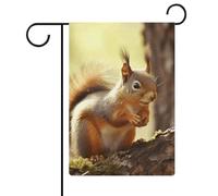 Drapeaux de jardin amusants en forme d'écureuil - 30,5 x 45,7 cm - Drapeau extérieur double face - Drapeau de cour d'été - Drapeau floral de bienvenue - Décorations de jardin saisonnières