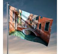 Drapeaux de jardin amusants et colorés avec canaux de Venise et ponts - Décoration d'automne - Pour l'extérieur - Pour chambre et gars (60 x 90 cm)