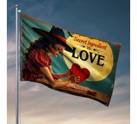 Drapeaux de jardin amusants Love as the Secret Ingredient: A Whimsical Witch's Journey Flag Drapeaux College Drapeaux pour Dortoir pour adolescents (120 x 180 cm)