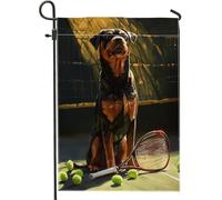 Drapeaux de jardin amusants pour chien Rottweilers - 30,5 x 45,7 cm - Double face pour décoration extérieure, tennis, sport, chiot - Joli drapeau amusant pour animal de compagnie - Petit drapeau de