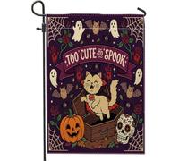 Drapeaux de jardin amusants pour Halloween - 30,5 x 45,7 cm - Double face pour décoration extérieure - Motif cercueil gothique effrayant - Drapeau de maison - Petit drapeau effrayant pour l'extérieur