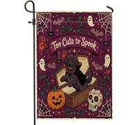 Drapeaux de jardin amusants pour Halloween - 30,5 x 45,7 cm - Double face pour décoration extérieure - Motif cercueil gothique effrayant - Drapeau de maison - Drapeau effrayant pour l'extérieur