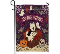 Drapeaux de jardin amusants pour Halloween - 30,5 x 45,7 cm - Double face pour décoration extérieure - Motif cercueil gothique effrayant - Drapeau de maison - Petit drapeau de pelouse