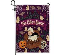 Drapeaux de jardin amusants pour Halloween - 30,5 x 45,7 cm - Double face pour décoration extérieure - Motif cercueil gothique effrayant - Drapeau de maison - Petit drapeau effrayant pour l'extérieur