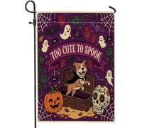 Drapeaux de jardin amusants pour Halloween - 30,5 x 45,7 cm - Double face pour décoration extérieure - Motif cercueil gothique effrayant - Drapeau de maison - Petit drapeau effrayant pour l'extérieur