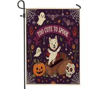 Drapeaux de jardin amusants pour Halloween - 30,5 x 45,7 cm - Double face pour décoration extérieure - Motif cercueil gothique effrayant - Drapeau de maison - Petit drapeau effrayant pour l'extérieur