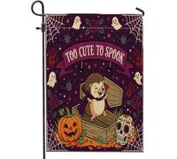 Drapeaux de jardin amusants pour Halloween, 30,5 x 45,7 cm, double face pour décoration extérieure, motif cercueil effrayant, fantôme gothique, drapeau de maison, drapeau effrayant pour l'extérieur