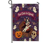 Drapeaux de jardin amusants pour Halloween - 30,5 x 45,7 cm - Double face pour décoration extérieure - Motif cercueil gothique effrayant - Drapeau de maison - Petit drapeau effrayant pour l'extérieur