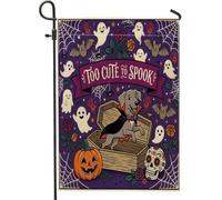 Drapeaux de jardin amusants pour Halloween - 30,5 x 45,7 cm - Double face pour décoration extérieure - Motif cercueil effrayant - Fantôme gothique - Drapeau de maison - Drapeau effrayant pour